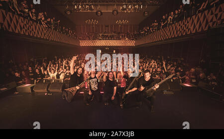 Kopenhagen, Dänemark. 01 st, November 2019. Die belgischen Death Metal Band Abgebrochen führt ein Live Konzert bei VEGA in Kopenhagen. Hier ist die Band auf der Bühne nach der Show gesehen. (Foto: Gonzales Foto - Nikolaj Bransholm). Stockfoto