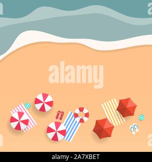 Sommer tropischen Strand top View banner Hintergrund. Stock Vektor