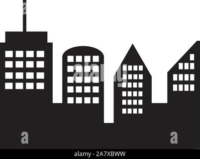 Stadt Symbol auf weißem Hintergrund. Flat Style. Stadt Symbol für Ihre Web site Design, Logo, App, UI.stadtbild Symbol. Schwarze und Weiße Stadt unterzeichnen. Stock Vektor