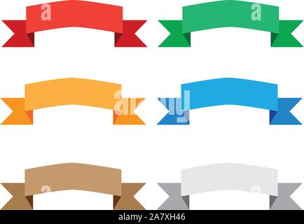 Bunte Banner und Bänder auf weißem Hintergrund. Rote Banner und Bänder Zeichen. Stock Vektor