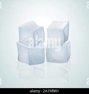 Durchsichtige Eiswürfel für Getränke. Vector Illustration. Stock Vektor