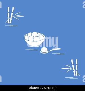 Frohes neues Jahr 2020. Vector Illustration mit chinesischen Tangyuan Urlaub behandelt. Traditionelle Chinesische Bonbon serviert auf Festivals, das chinesische Neujahr. Cultur Stock Vektor