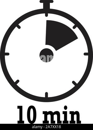Timer Symbol. 10 Minuten Stoppuhr-symbol. Flache Symbol auf weißem Hintergrund. Stock Vektor