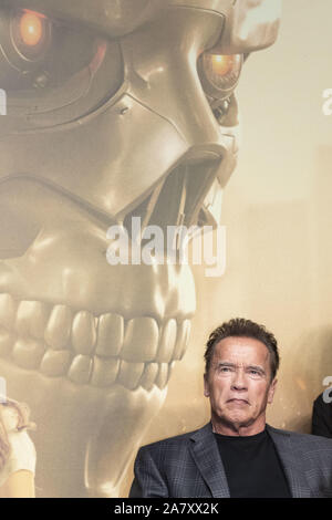 November 5, 2019, Tokyo, Japan: österreichisch-amerikanischen Schauspieler und ehemaliger Gouverneur von Kalifornien, Arnold Schwarzenegger, eine Pressekonferenz für den Film Terminator besucht: dunkles Schicksal an Bellesalle Roppongi, Tokyo. Der Film wird in Japan am 8. November veröffentlicht werden. (Bild: © Rodrigo Reyes Marin/ZUMA Draht) Stockfoto