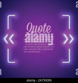 Retro neon leuchtenden Anführungszeichen frame Stock Vektor