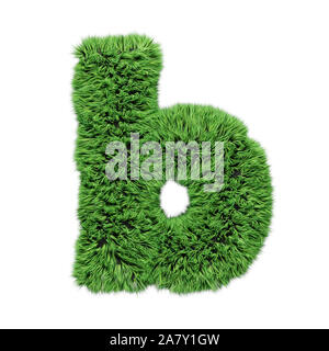 Gras Alphabet, Buchstabe b. Auf weiß 3D Illustration isoliert. Stockfoto