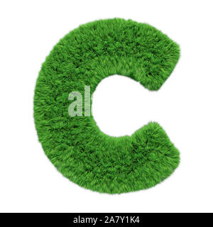 Gras Alphabet, Buchstabe C. isoliert auf weißem 3D-Abbildung. Stockfoto