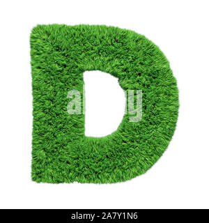 Gras alphabet Buchstabe D. isoliert auf weißem 3D-Abbildung. Stockfoto