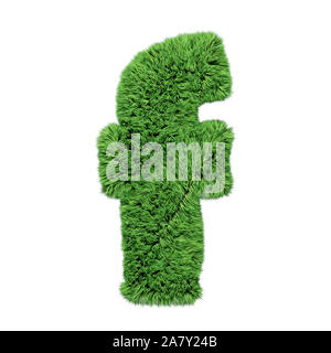Gras Alphabet, den Buchstaben "f". Auf weiß 3D Illustration isoliert. Stockfoto