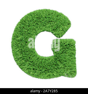 Gras Alphabet Buchstaben G isoliert auf weißem 3D-Abbildung. Stockfoto