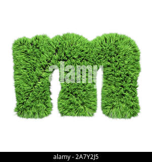 Gras Alphabet, Buchstabe m. Auf weiß 3D Illustration isoliert. Stockfoto