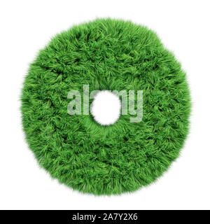 Gras Alphabet, Brief O. isoliert auf weißem 3D-Abbildung. Stockfoto