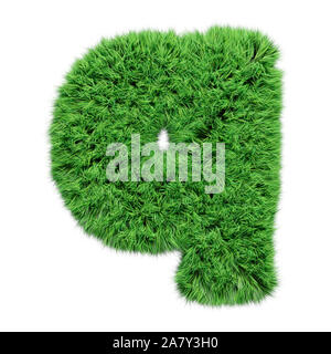 Gras Alphabet, den Buchstaben q. Auf weiß 3D Illustration isoliert. Stockfoto