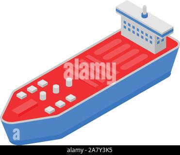 Benzin Frachtschiff Symbol, isometrische Stil Stock Vektor