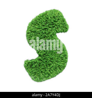 Gras alphabet Buchstabe s. Auf weiß 3D Illustration isoliert. Stockfoto