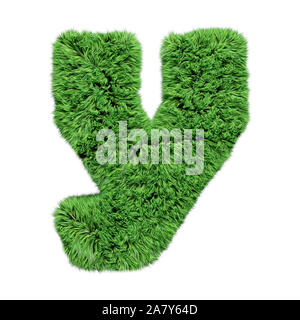 Gras Alphabet, Buchstabe y. Auf weiß 3D Illustration isoliert. Stockfoto
