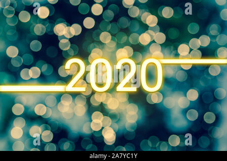 Frohes Neues Jahr 2020. Bokeh Lichter Abstrakt Hintergrund. Stockfoto