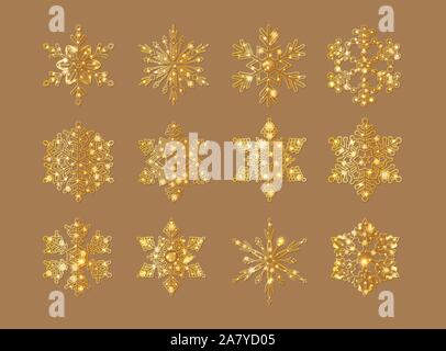 Eiskristall Schneeflocken Stock Vektor