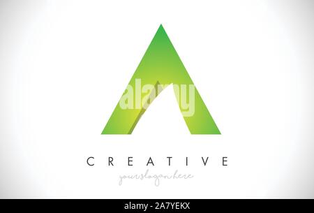 Einen Brief Design Icon Design kreativ mit Papier Vektor Logo Illustration in grünen Farben. Stock Vektor