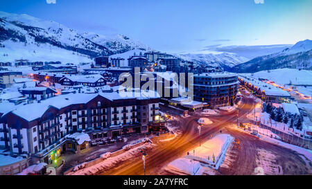 Die Stadt Sestriere, Piemont, Italien Stockfoto