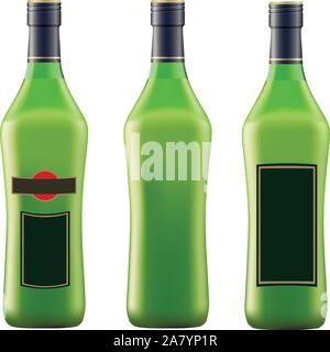 Grüne Flasche Wermut Martini auf weißem Hintergrund Vektor Stock Vektor