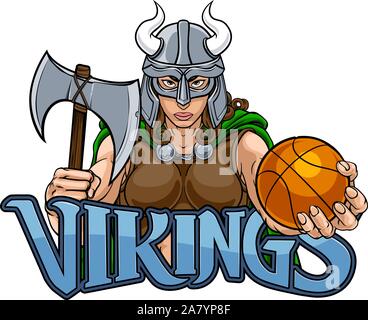 Viking weiblicher Gladiator Basketball Kriegerin Stock Vektor