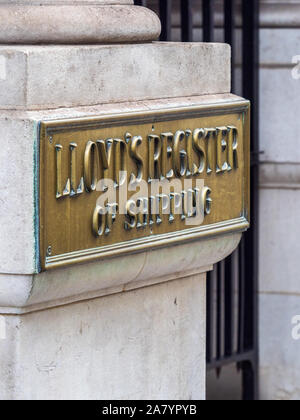 Lloyds Register der Versand Anmeldung auf 71 Fenchurch Street in der City von London Financial District Stockfoto