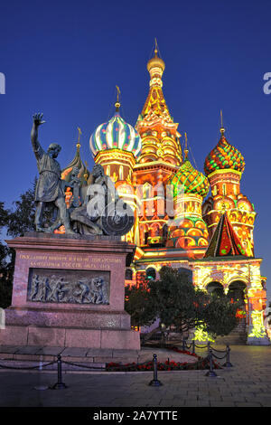 3D-Mapping auf St. Basil's Kathedrale bei Nacht Stockfoto