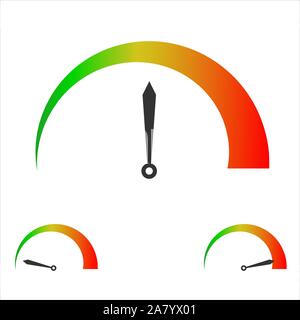 Ergebnis Geschwindigkeit Indikatoren. Füllstandsanzeige, Kredit Kredit Scoring. Manometer Vektor einrichten Stock Vektor