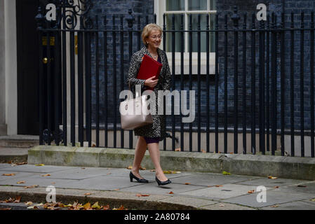 London, Großbritannien. 5. November 2019. Andrea Leadsom, Staatssekretär für Wirtschaft, Downing Street nach einer Kabinettssitzung. Claire Doherty/Alamy Leben Nachrichten. Stockfoto