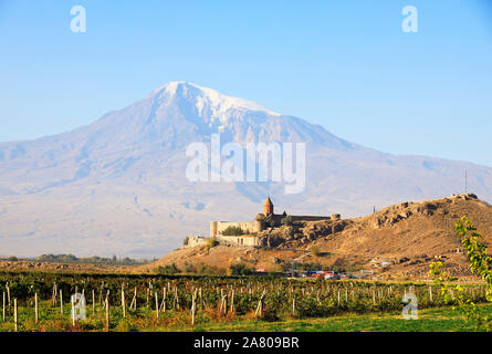 Kloster Chor Virap vor Berg Ararat, Ararat-Provinz, Armenien Stockfoto