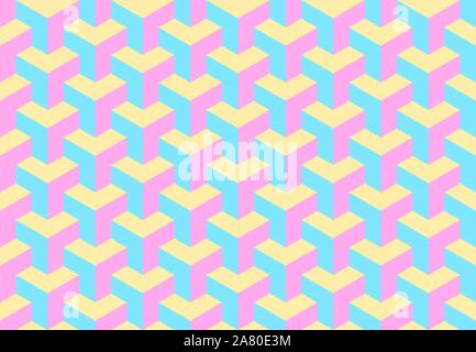 Pastellfarben geometrische Nahtlose cube Muster. Isometrische Formen abstrakt Hintergrund. 3D Wallpaper, Kulisse. Web und mobile Interface Vorlage. Trendy Vektor Stock Vektor