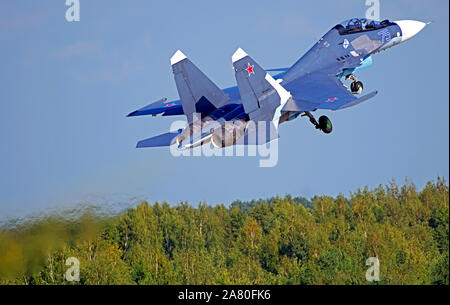 Sukhoi SU-30 Flanker-SM (C) ist ein Motor, zwei Sitzen supermaneuverable Kampfflugzeuge in der Sowjetunion entwickelt durch die russische Sukhoi Aviation Adr Stockfoto