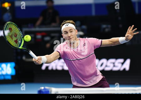 Mailand, Italien, 05. November 2019, Casper Ruud während des nächsten Gen ATP-Finale - Turnier Runde - Casper Ruud vs Miomir Kecmanović - Tennis Internationals - Kreditkarten: LPS/Alessio Tarpini/Alamy leben Nachrichten Stockfoto