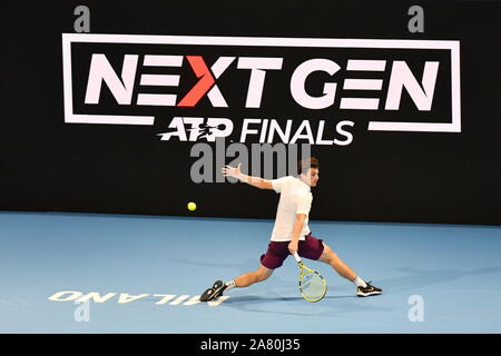 Mailand, Italien, 05. November 2019, miomir kecmanovic während des nächsten Gen ATP-Finale - Turnier Runde - Casper Ruud vs Miomir Kecmanović - Tennis Internationals - Kreditkarten: LPS/Alessio Tarpini/Alamy leben Nachrichten Stockfoto