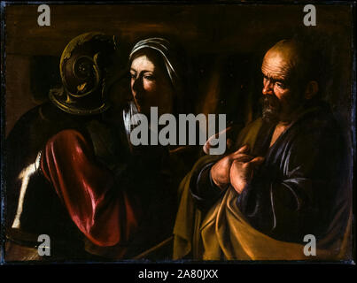 Caravaggio, der Verleugnung des Heiligen Petrus, Malerei, 1610 Stockfoto