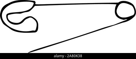 Öffnen Sie den Sicherungsstift in Weiß zurück. silhouette Kugelschreiber. Hand gezeichnet Gravur Illustration, Minimalismus Stil. Stock Vektor