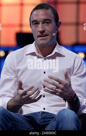 Lissabon, Portugal. 5 Nov, 2019. Calibra (Facebook) VP von Produkt Kevin Weil spricht während der jährlichen Web Gipfel Technologie Konferenz in Lissabon, Portugal am 5. November 2019. Credit: Pedro Fiuza/ZUMA Draht/Alamy leben Nachrichten Stockfoto