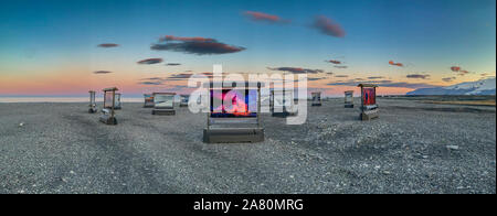 Outdoor Foto Ausstellung, Gletscherlagune Jokulsarlon, Vatnajökull National Park, Island, einem UNESCO-Weltkulturerbe. Alle Bilder von professionellen Eis Stockfoto