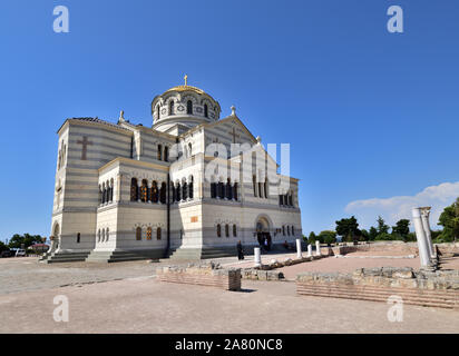 Sewastopol, Krim - 3. Juli. 2019. Vladimir Kathedrale in Chersonesos orthodoxe Kirche Stockfoto