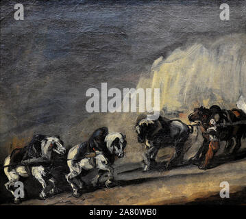 Piotr Michalowski (1800-1855). Polnische Maler. Two-Horse Teams unter einem Felsen, 1844-1846. Jahrhundert in der polnischen Kunst Galerie (Sukiennice Museum). National Museum Krakau. Polen. Stockfoto