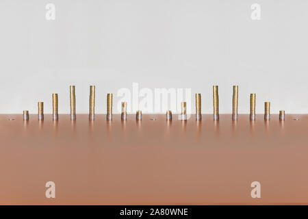 Euro Münzen in der Form eines Diagramms Stockfoto