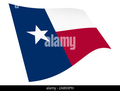 Ein Texas wehende Flagge Grafik auf weißem mit Freistellungspfad isoliert Stockfoto