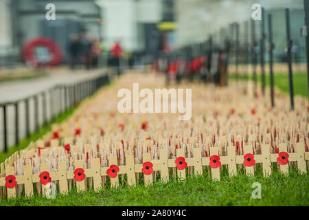 London, Großbritannien. 05 Nov, 2019. Letzte Vorbereitungen für den Bereich der Erinnerung, der Westminster Abbey. Credit: Guy Bell/Alamy leben Nachrichten Stockfoto