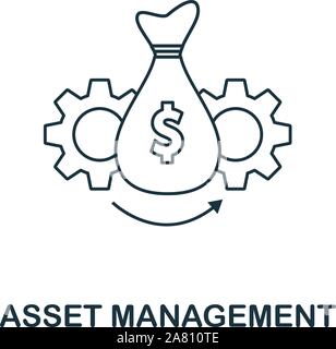 Asset Management Symbol Umrisse Stil. Dünne Linie kreative Asset Management Symbol für Logo, Grafik Design und mehr Stock Vektor