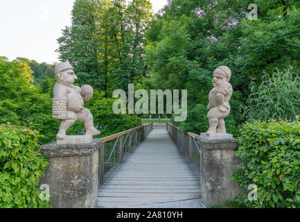 Eintrag zu der Zwerg Garten in Salzburg, Österreich. In der Nähe der Mirabellgärten. Am Nachmittag. Stockfoto