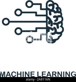 Machine Learning Symbol Umrisse Stil. Dünne Linie kreative Machine Learning Symbol für Logo, Grafik Design und mehr Stock Vektor