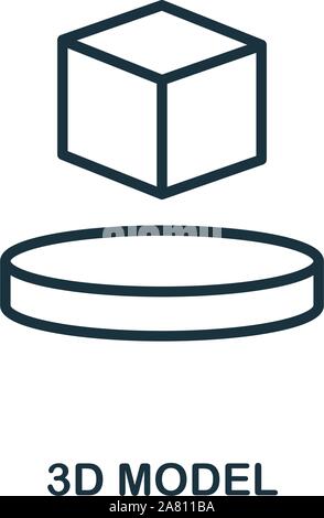 3D-Modell Symbol Umrisse Stil. Dünne Linie kreative 3D-Modell Symbol für Logo, Grafik Design und mehr Stock Vektor