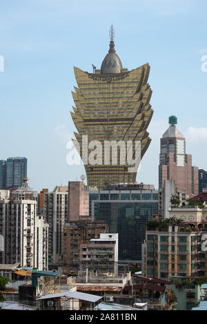 Grand Lisboa ist eines der höchsten Gebäude in Macau. Stockfoto