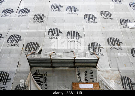 Alte Wohnung Gebäude renoviert, Ljubljana, Slowenien Stockfoto